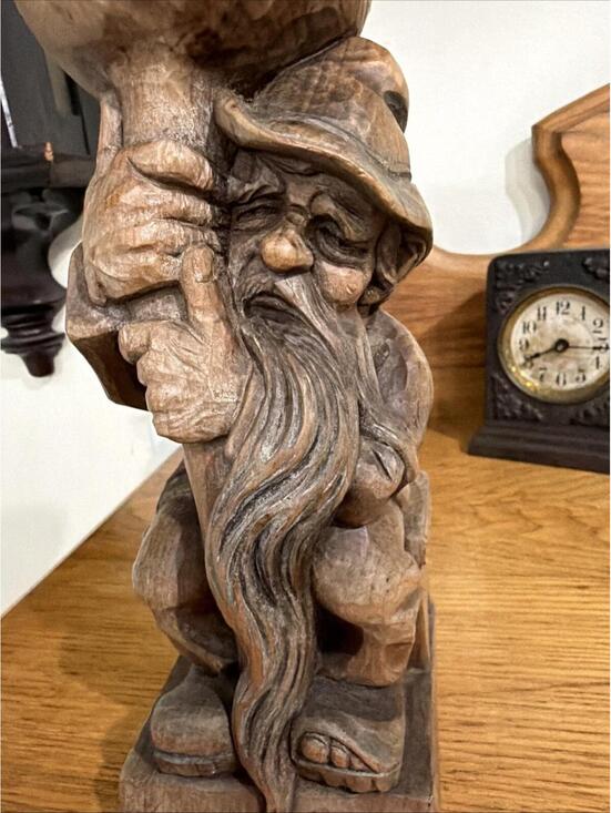 VTG Wood Gnome Candleholder HandCarved Tiroler Austria Alpine Whimsical Unique - Picture 2 of 10
